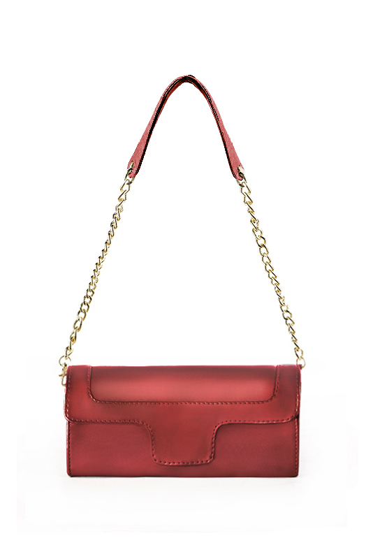 Women's cardinal red luxurious elegant clutch for ceremonies, weddings and evenings out. - Top view